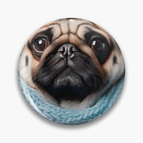 Item preview, Adorable Pug in Cozy Blue Scarf | Cute Winter Dog Portrait designed and sold by Terradesignsbyk.