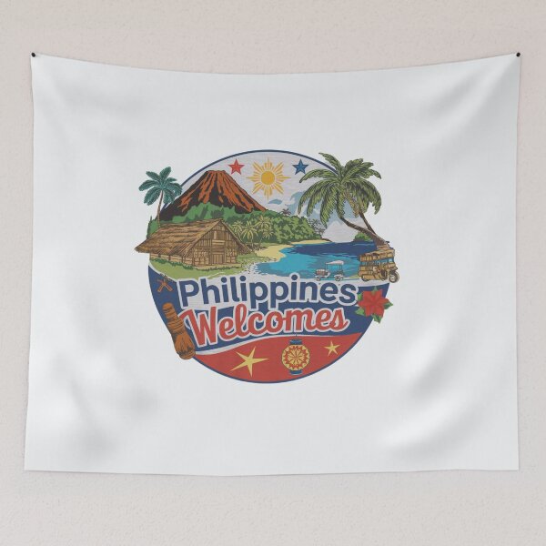 Item preview, Philippines Welcomes Flag Map Manila, Cebu, Palawan,  designed and sold by AnimalsDH305.