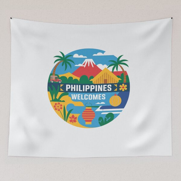 Item preview, Philippines Welcomes Flag Map Manila, Cebu, Palawan, designed and sold by AnimalsDH305.