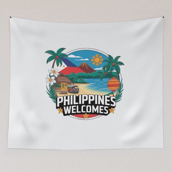 Item preview, Philippines Welcomes Flag Map Manila, Cebu, Palawan,  designed and sold by AnimalsDH305.