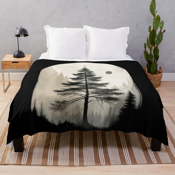 Item preview, Christmas Night Scene: Christmas Tree and Full Moon in Modern Geometric Style designed and sold by MUGpro.