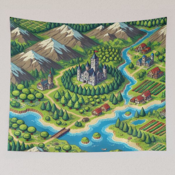 Item preview, Pixel Art RPG Overworld Map Reloaded Premium Trendy Best Gift designed and sold by Imaginarium of Chaos falcon88 .