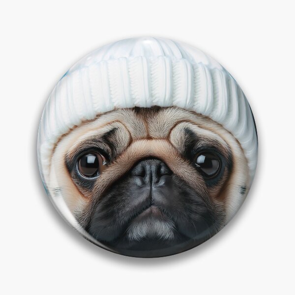 Item preview, Adorable Pug Wearing a White Beanie | Cute Dog Photo designed and sold by Terradesignsbyk.