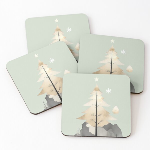 Item preview, Gold Minimalist Christmas Tree - Cutout Design with Mountains and Zen Style - Light Green, Gold and Black Color - For T-Shirt, Sweatshirt and Others designed and sold by MUGpro.