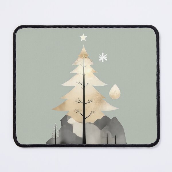 Item preview, Gold Minimalist Christmas Tree - Cutout Design with Mountains and Zen Style - Light Green, Gold and Black Color - For T-Shirt, Sweatshirt and Others designed and sold by MUGpro.