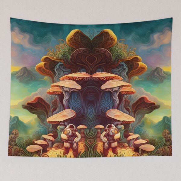 Item preview, Mushrooms and Aliens in Batik 01 designed and sold by 6static.