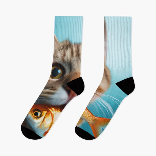 Item preview, Funny Cat Holding a Goldfish | Playful and Quirky Portrait designed and sold by Terradesignsbyk.