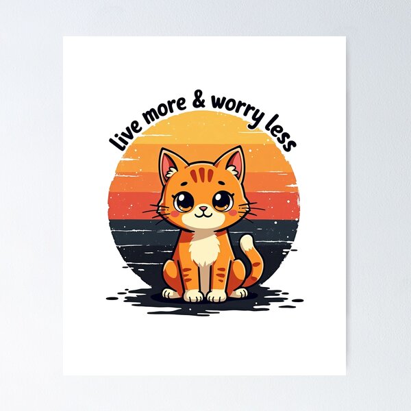 Item preview, live more worry less ginger cute cat  designed and sold by bukajart.