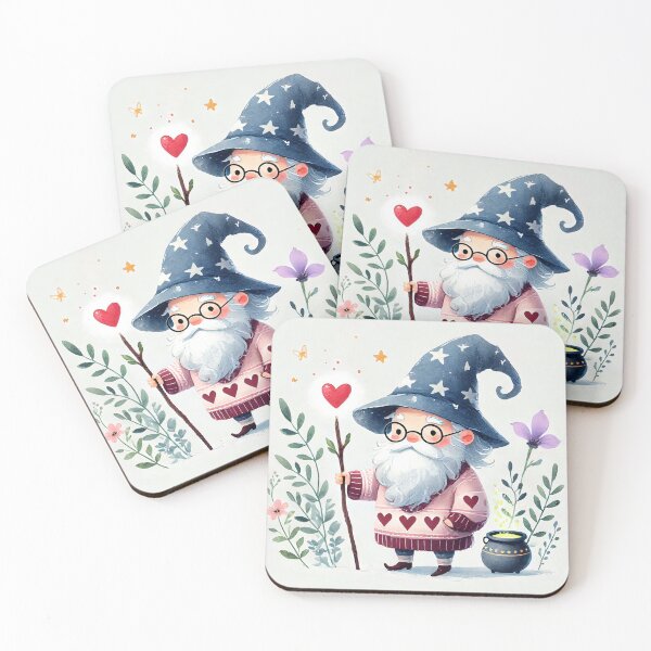 Item preview, Cute old wizard wearing heart sweater illustration in watercolor style	 designed and sold by Giuseppe Cammino.