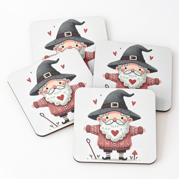 Item preview, Cute old wizard wearing heart sweater illustration in watercolor style	 designed and sold by Giuseppe Cammino.
