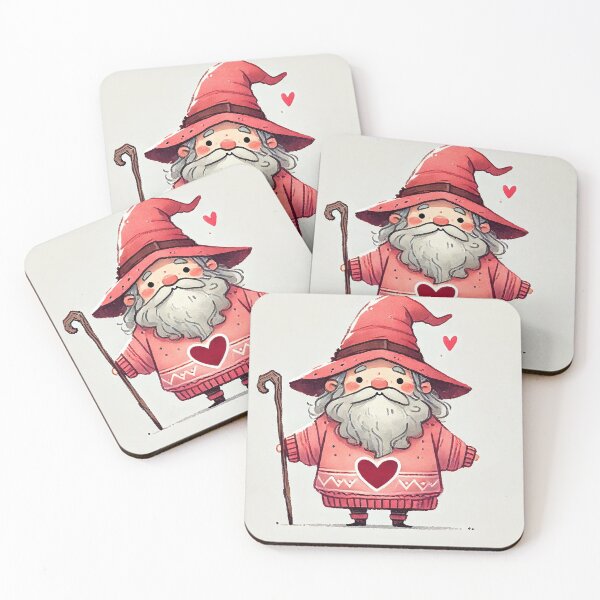 Item preview, Cute old wizard wearing heart sweater illustration in watercolor style	 designed and sold by Giuseppe Cammino.