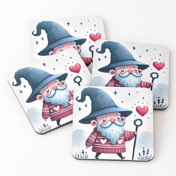 Item preview, Cute old wizard wearing heart sweater illustration in watercolor style	 designed and sold by Giuseppe Cammino.