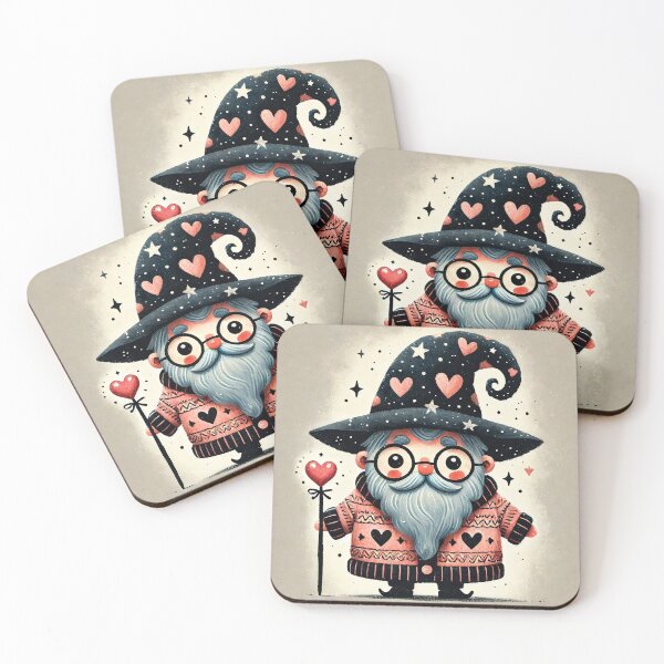 Item preview, Cute old wizard wearing heart sweater illustration in watercolor style	 designed and sold by Giuseppe Cammino.