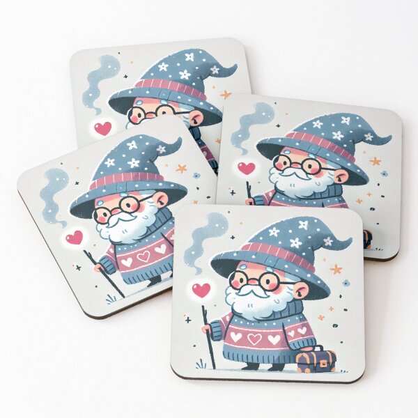 Item preview, Cute old wizard wearing heart sweater illustration in watercolor style	 designed and sold by Giuseppe Cammino.