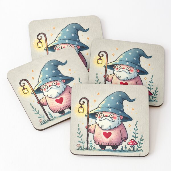 Item preview, Cute old wizard wearing heart sweater illustration in watercolor style	 designed and sold by Giuseppe Cammino.