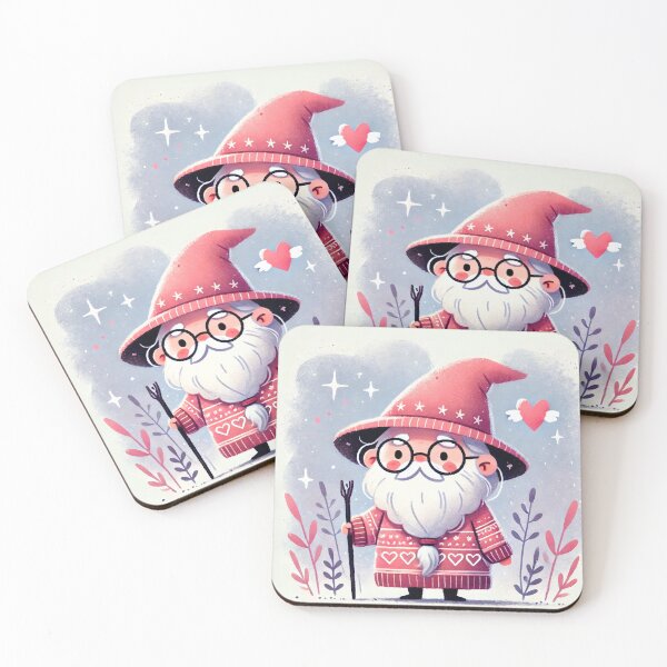 Item preview, Cute old wizard wearing heart sweater illustration in watercolor style	 designed and sold by Giuseppe Cammino.