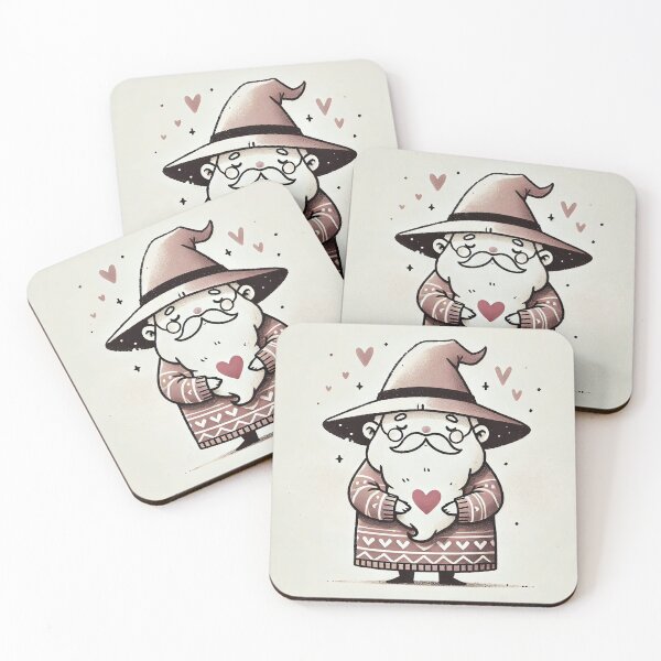 Item preview, Cute old wizard wearing heart sweater illustration in watercolor style	 designed and sold by Giuseppe Cammino.