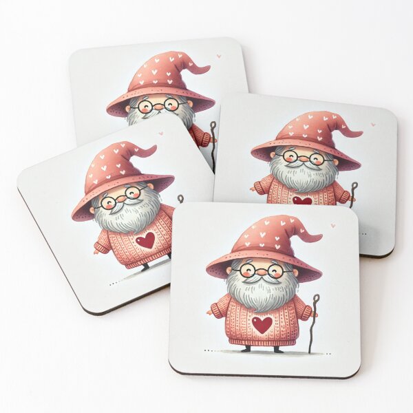 Item preview, Cute old wizard wearing heart sweater illustration in watercolor style	 designed and sold by Giuseppe Cammino.