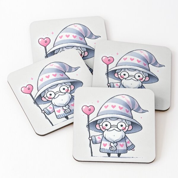 Item preview, Cute old wizard wearing heart sweater illustration in watercolor style	 designed and sold by Giuseppe Cammino.