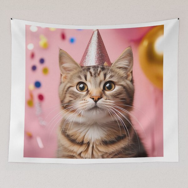 Item preview, Adorable Cat in Party Hat | Festive Birthday Celebration designed and sold by Terradesignsbyk.