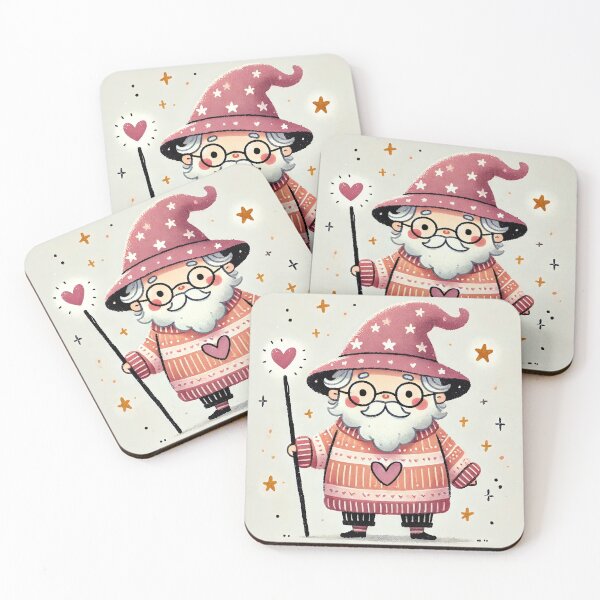 Item preview, Cute old wizard wearing heart sweater illustration in watercolor style	 designed and sold by Giuseppe Cammino.