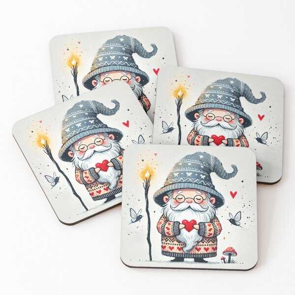 Item preview, Cute old wizard wearing heart sweater illustration in watercolor style	 designed and sold by Giuseppe Cammino.