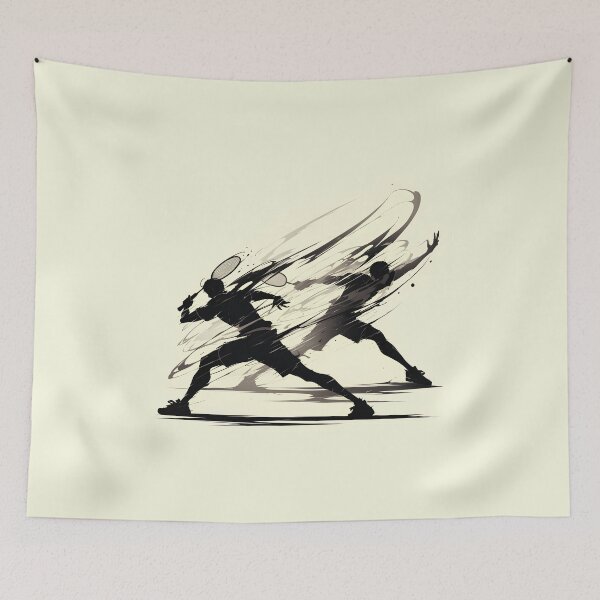 Item preview, Dynamic Badminton Match Silhouette Art designed and sold by Windy-market.