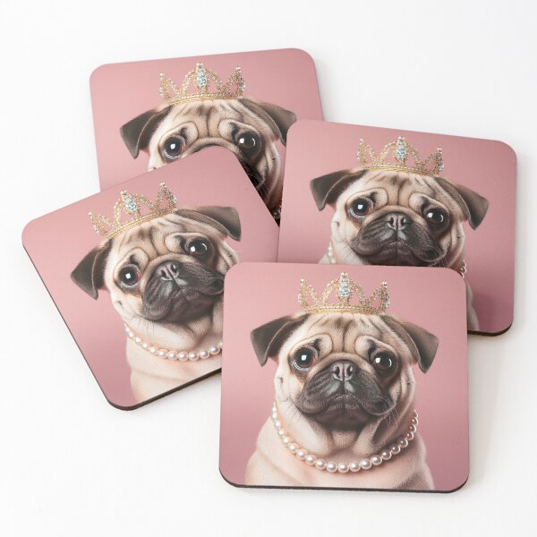 Item preview, Adorable Pug with Crown and Pearls – Whimsical Dog Art designed and sold by Terradesignsbyk.