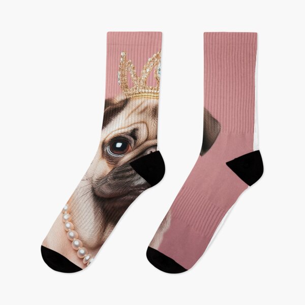 Item preview, Adorable Pug with Crown and Pearls – Whimsical Dog Art designed and sold by Terradesignsbyk.