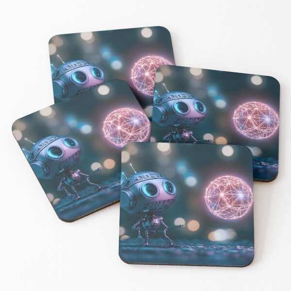 Item preview, Adorable Robot Curiously Examining a Glowing Orb of Connectivity designed and sold by Soul-Sparks.
