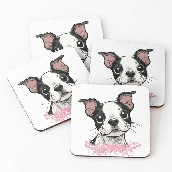Item preview, Boston Terrier Floral Illustration - Cute Dog Art designed and sold by LovingPresence.