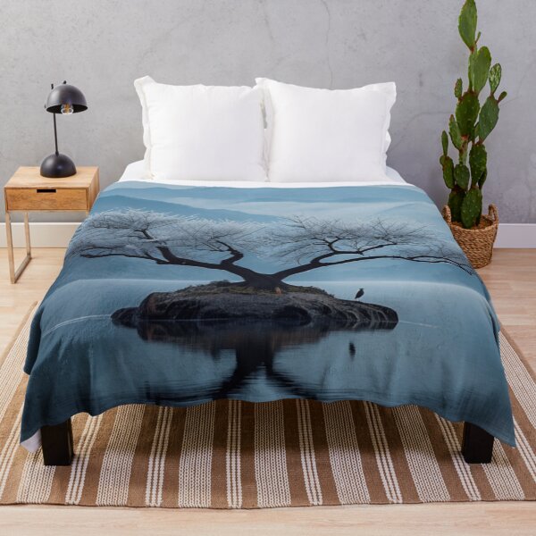Item preview, Lonely tree in hoarfrost on an island on a lake designed and sold by Sigtrix.