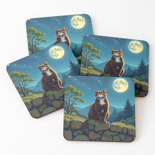 Item preview, House Cat Under Moonlight designed and sold by HabitableMoons.