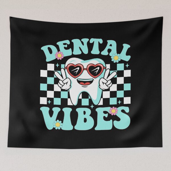 Item preview, Retro Groovy Dental Vibes Funny Dentist Hygienist designed and sold by Dream-Art-Wear.