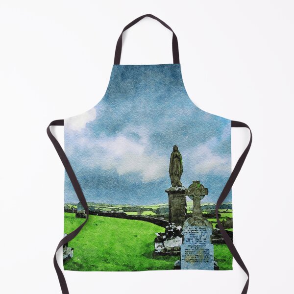 Item preview, Watercolor painting of Rock of Cashel cemetery in Ireland with dramatic sky designed and sold by GestaltImagery.