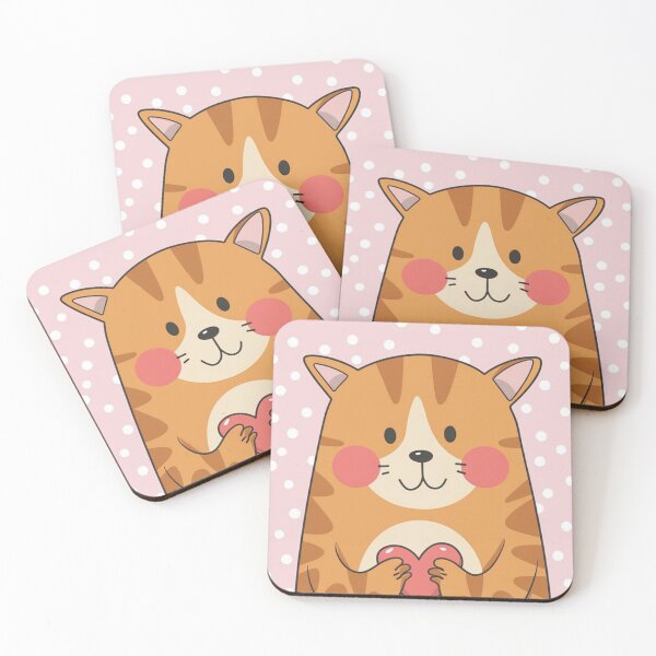 Item preview, A cute ginger tabby cat with a pink heart for your loved one. designed and sold by SaraSumi.