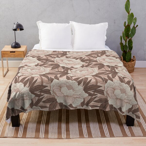 Item preview, Dreamy Creamy Peony Print in Warm Monochrome Neutrals designed and sold by micklyn.