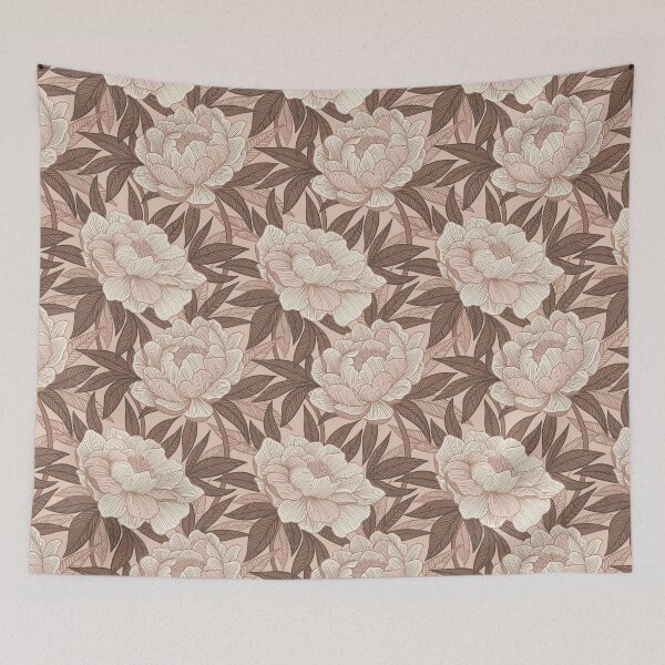Item preview, Dreamy Creamy Peony Print in Warm Monochrome Neutrals designed and sold by micklyn.