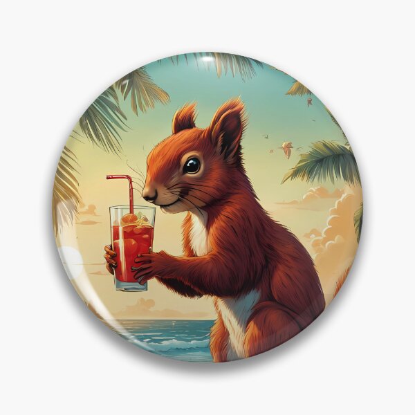 Artikelvorschau, Eichhörnchen an einem tropischen Strand trinkt einen Cocktail entworfen und verkauft von Colin Bentham.