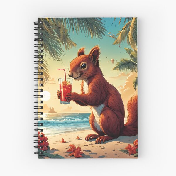 Item preview, Ardilla roja en una playa tropical bebiendo un cóctel designed and sold by Colin Bentham.