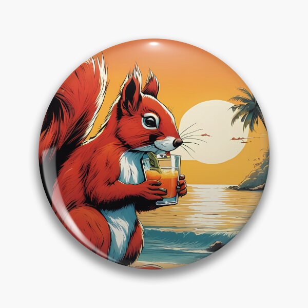 Artikelvorschau, Eichhörnchen an einem tropischen Strand trinkt einen Cocktail entworfen und verkauft von Colin Bentham.