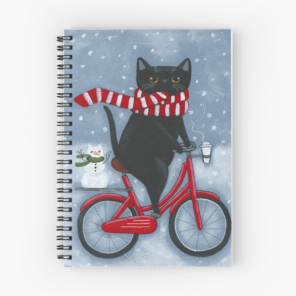 Item preview, Black Cat Winter Bicycle Ride designed and sold by KilkennyCat Art.
