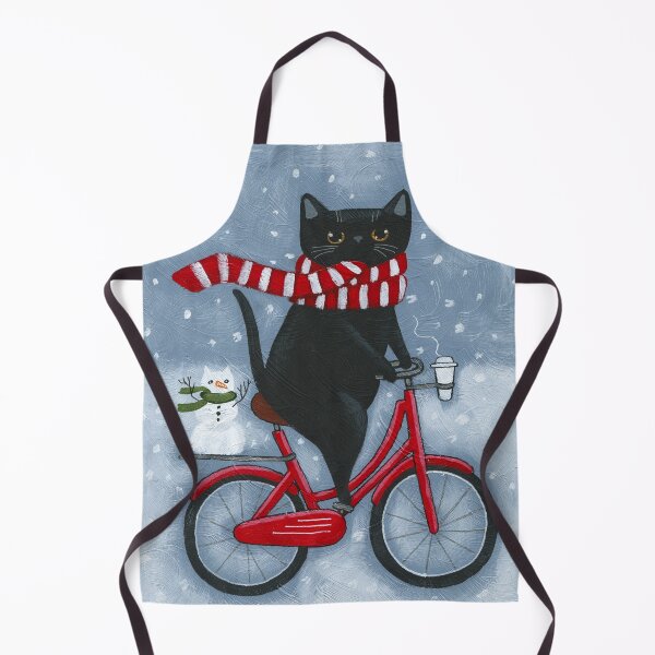 Item preview, Black Cat Winter Bicycle Ride designed and sold by KilkennyCat Art.