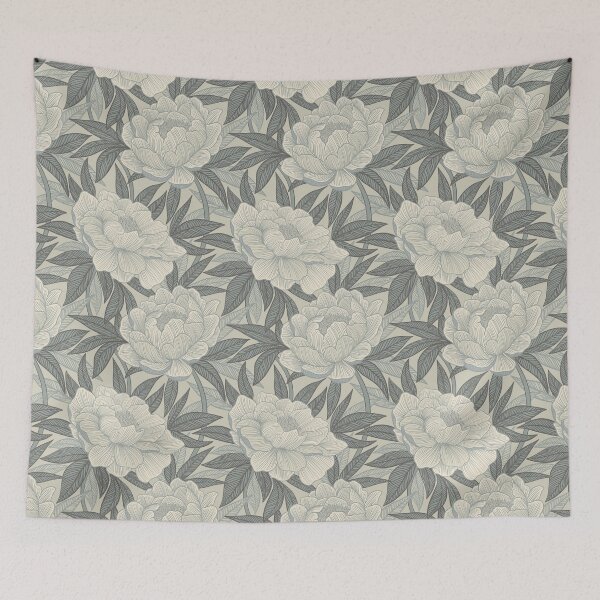 Item preview, Neutral Warm Grey and Cream Dreamy Peony Linework Floral designed and sold by micklyn.