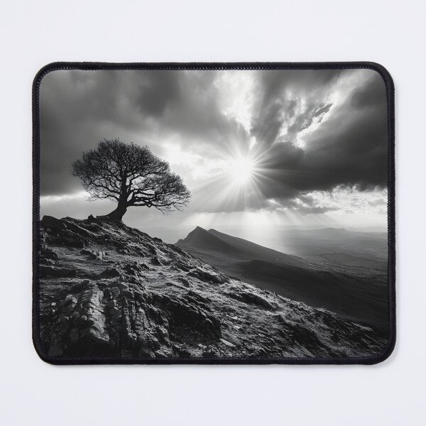 Item preview, Lone Tree on Dramatic Hillside Under Radiant Sunburst designed and sold by Artessie.