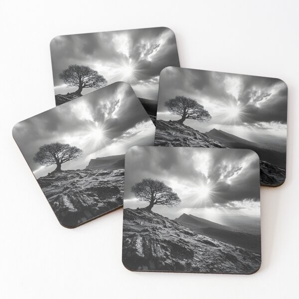 Item preview, Lone Tree on Dramatic Hillside Under Radiant Sunburst designed and sold by Artessie.