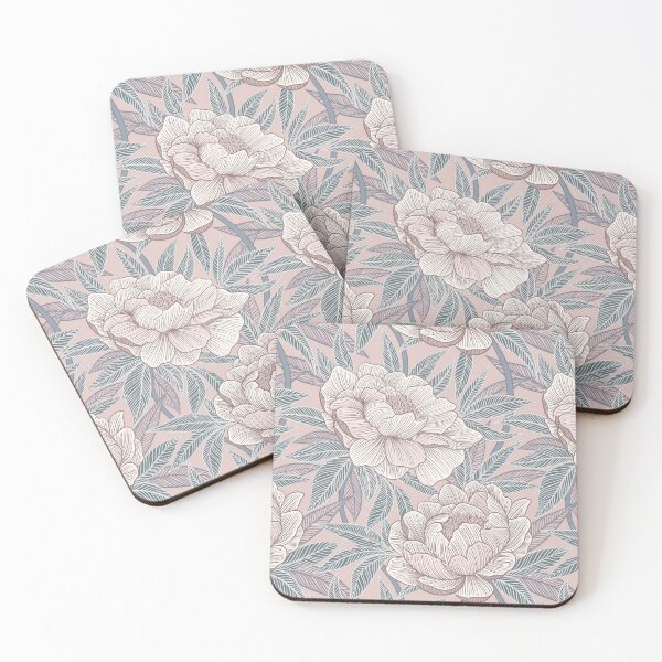 Item preview, Pale Pink Peony Floral With Soft Grey Blue and Blush designed and sold by micklyn.