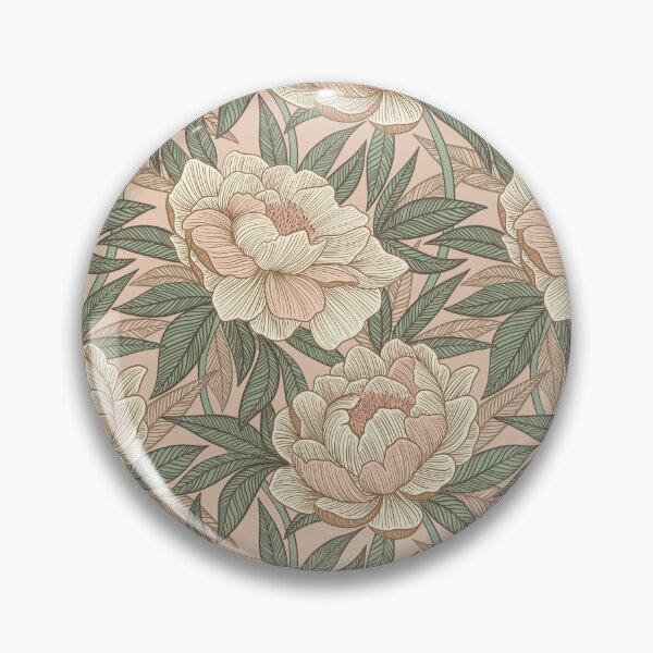 Item preview, Pastel Peach Peonies with Sage Green Leaves and Blush Cream Petals designed and sold by micklyn.