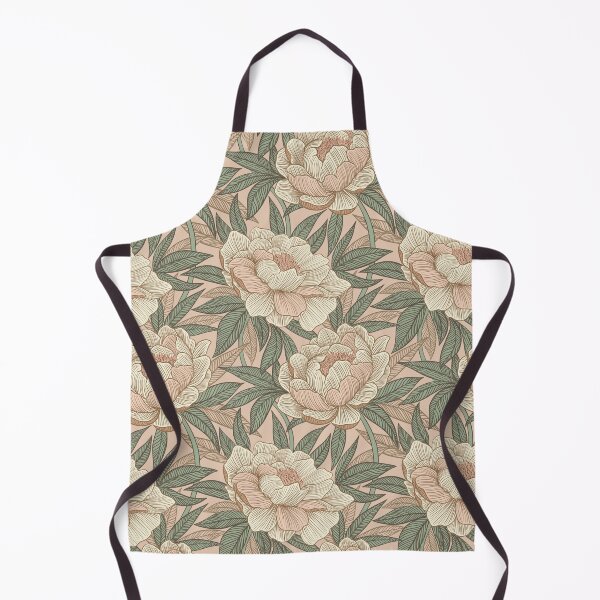 Item preview, Pastel Peach Peonies with Sage Green Leaves and Blush Cream Petals designed and sold by micklyn.
