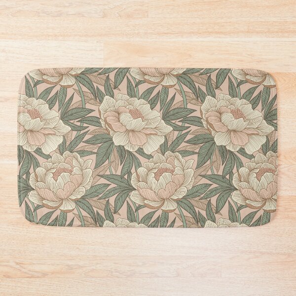 Item preview, Pastel Peach Peonies with Sage Green Leaves and Blush Cream Petals designed and sold by micklyn.
